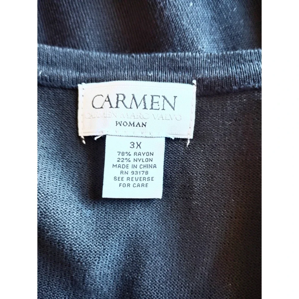 Carmen Women 3X Black Silver Neckline Sleeve Studded Pullover Sweater Gothic Y2K
